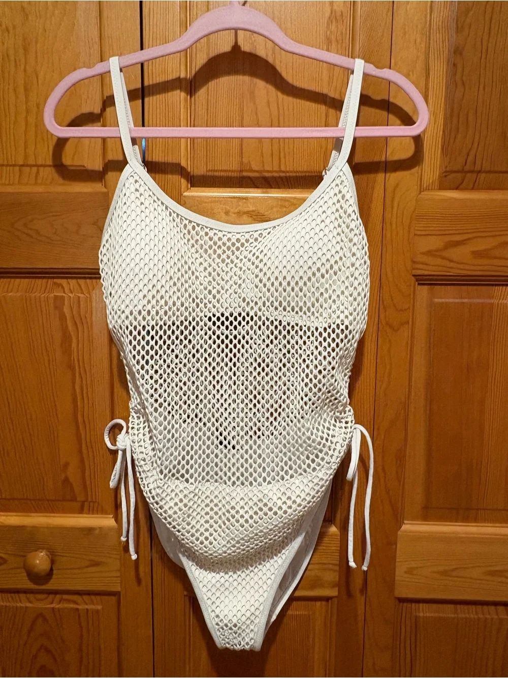 Robin Piccone White Mesh One-Piece Swimsuit